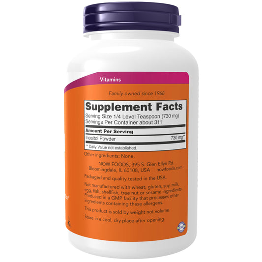Etiqueta frontal suplemento polvo inositol NOW Foods