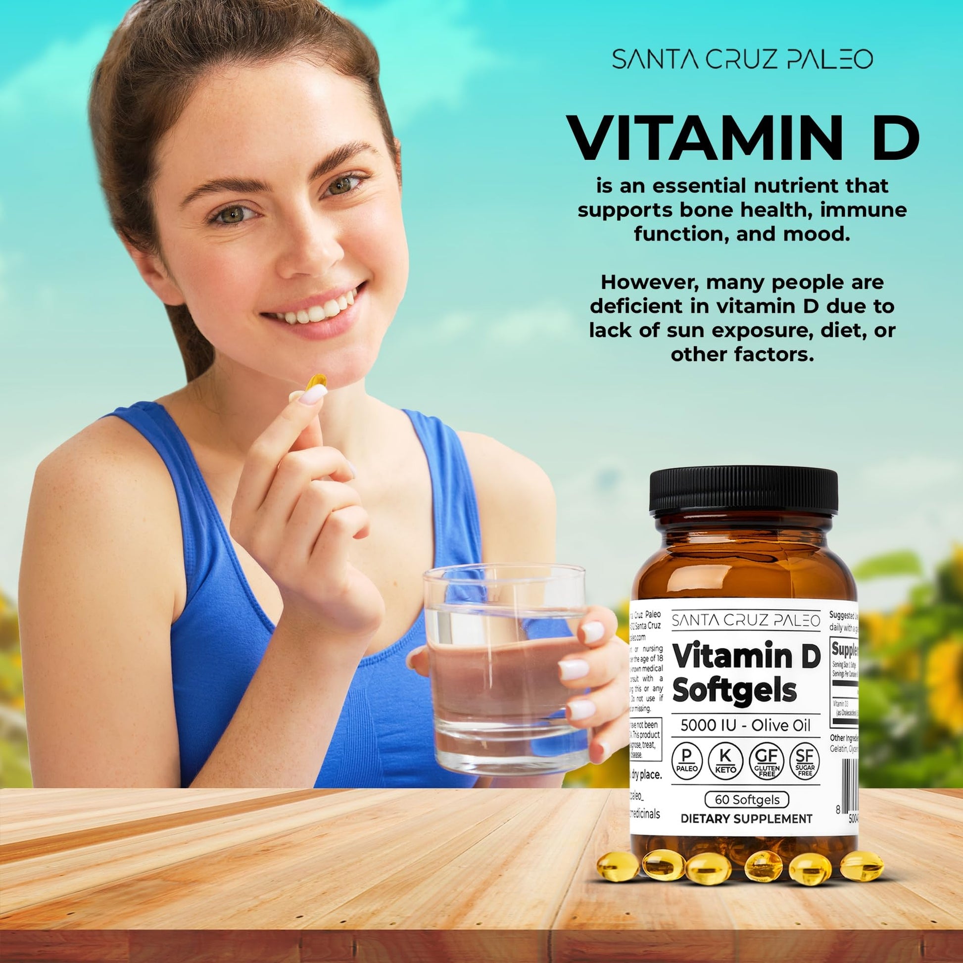 etiqueta frontal suplemento santa cruz paleo vitamina d3