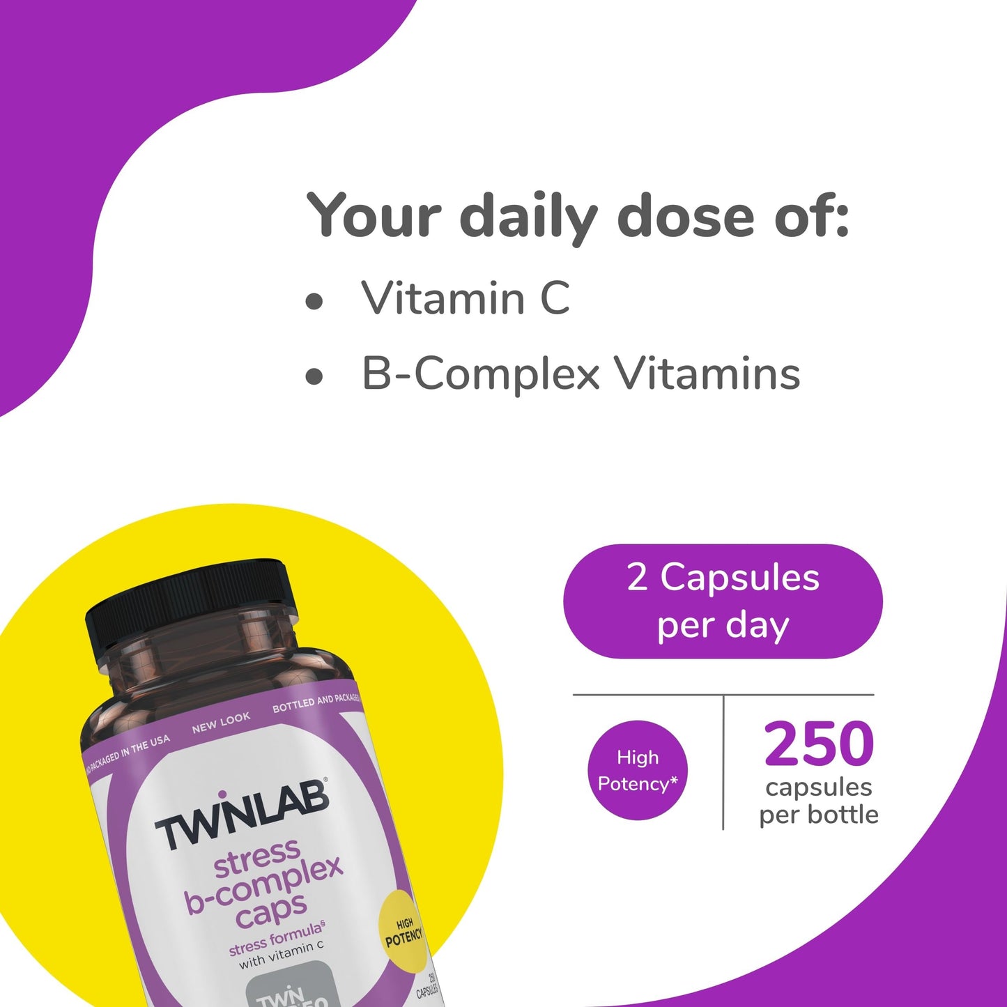 Etiqueta frontal suplemento Twinlab cápsulas vitaminas B para sistema inmune