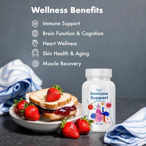 Etiqueta frontal del suplemento VHC con vitaminas y antioxidantes