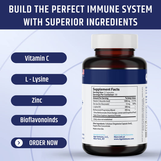 Etiqueta frontal suplemento vitamina c AgeImmune