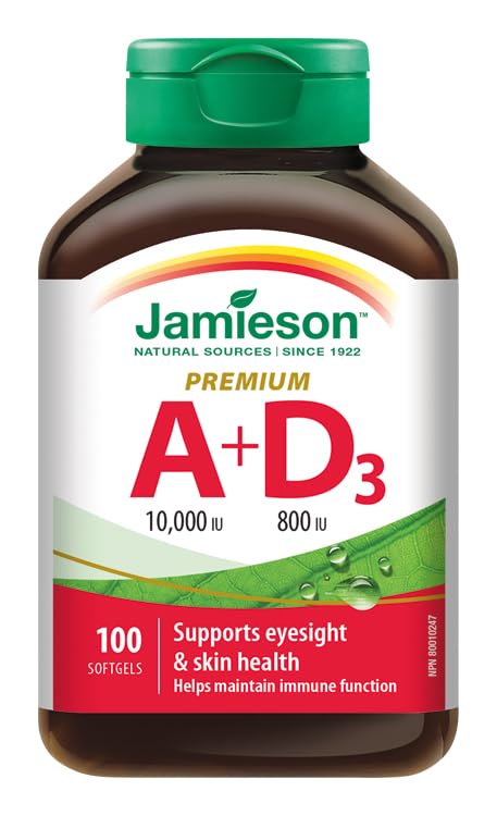Etiqueta frontal suplemento vitaminas a y d jamieson