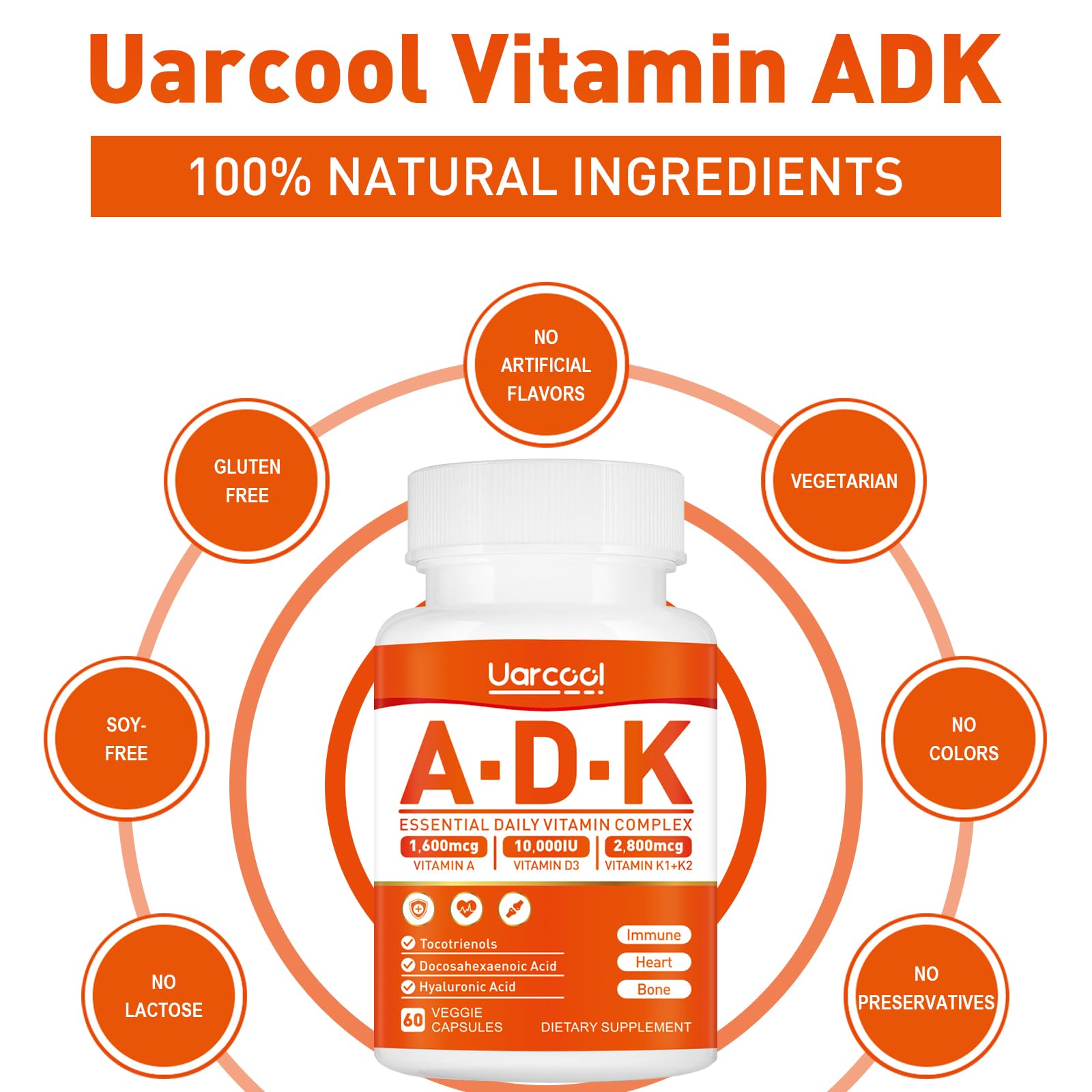 Etiqueta frontal suplemento vitamínico Uarcool ADK