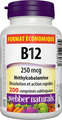 Etiqueta frontal suplemento Webber Naturals B12 sublingual