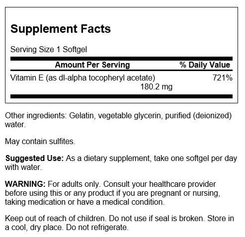 Etiqueta frontal Swanson Vitamina E 400 IU