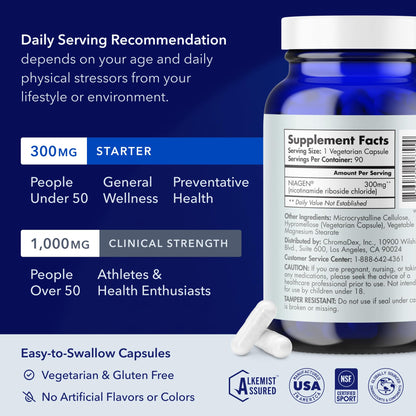 Etiqueta frontal suplemento Tru Niagen 300 mg