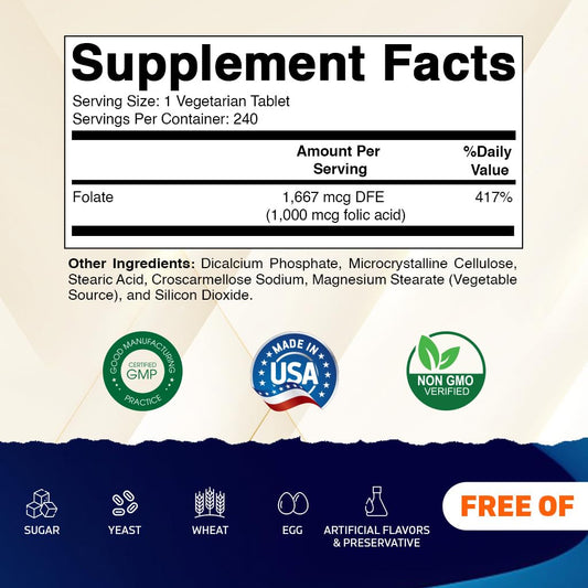Etiqueta frontal Vitamatic Ácido Fólico 1000 mcg