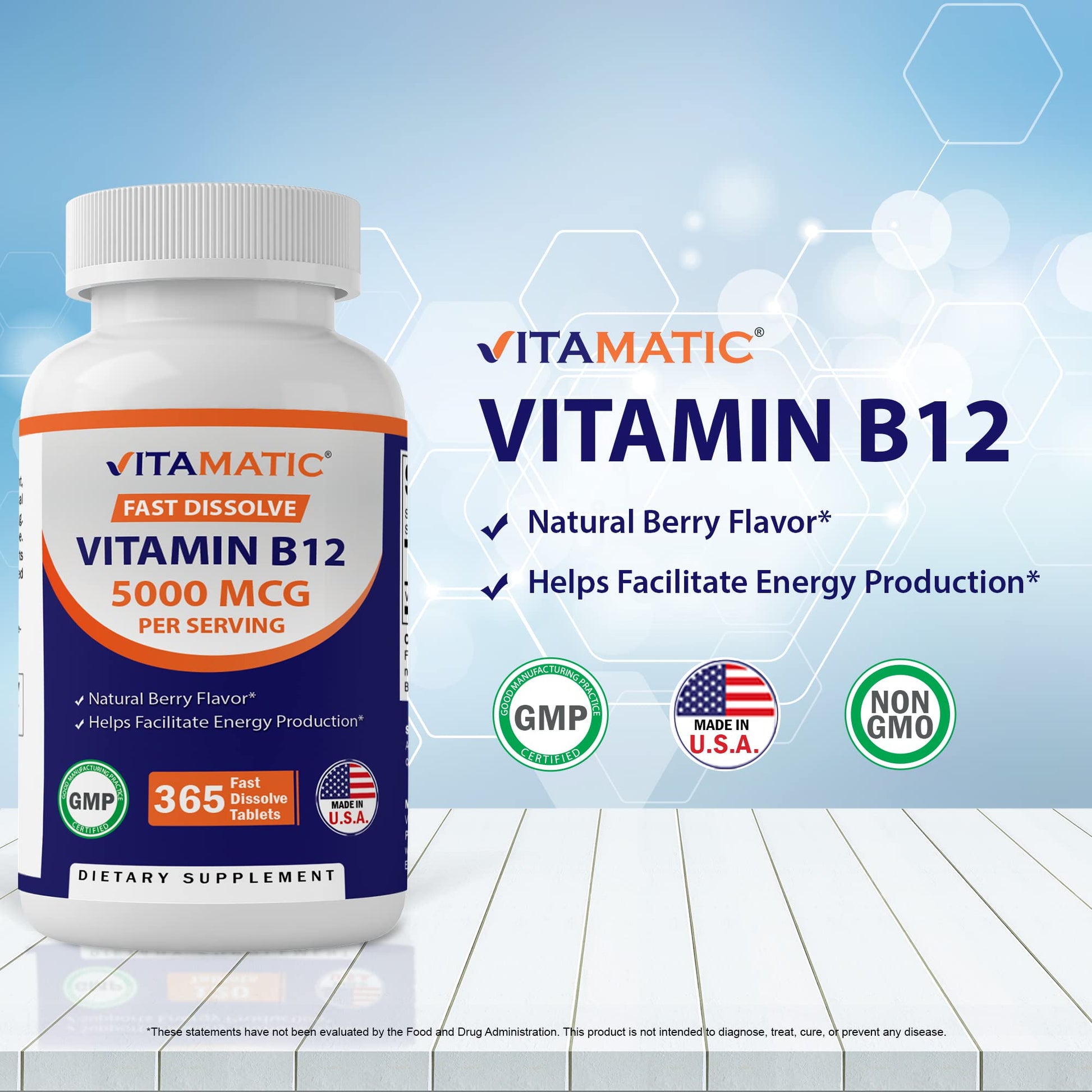 Etiqueta frontal Vitamatic Vitamina B12 5000 mcg