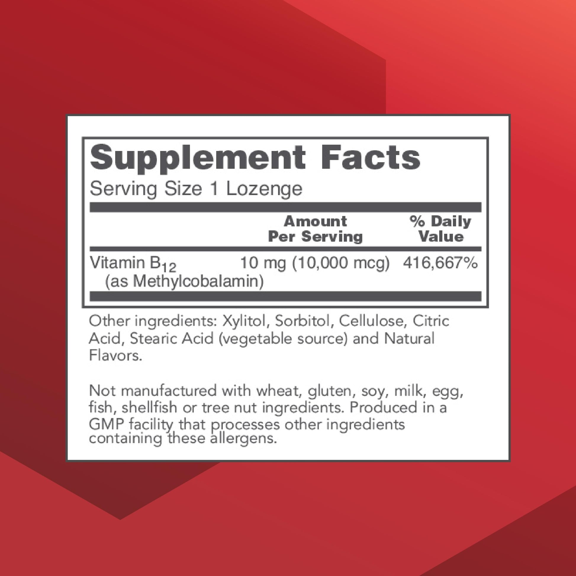 Etiqueta frontal suplemento vitamina B12 Protocol For Life Balance