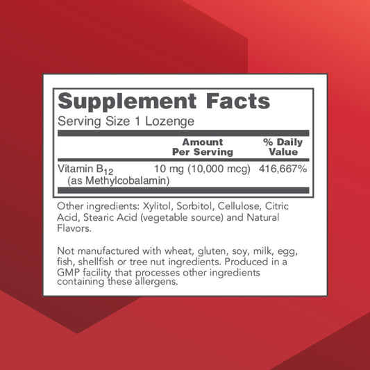 Etiqueta frontal suplemento vitamina B12 Protocol For Life Balance