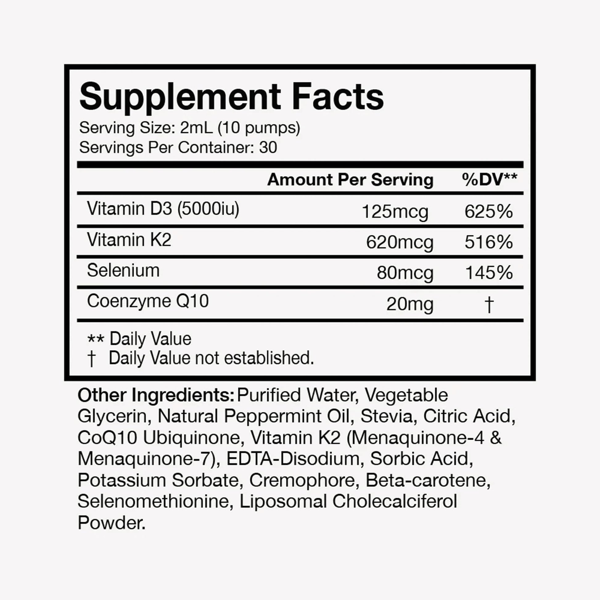 Etiqueta frontal suplemento vitamina D3 K2 Terra Health