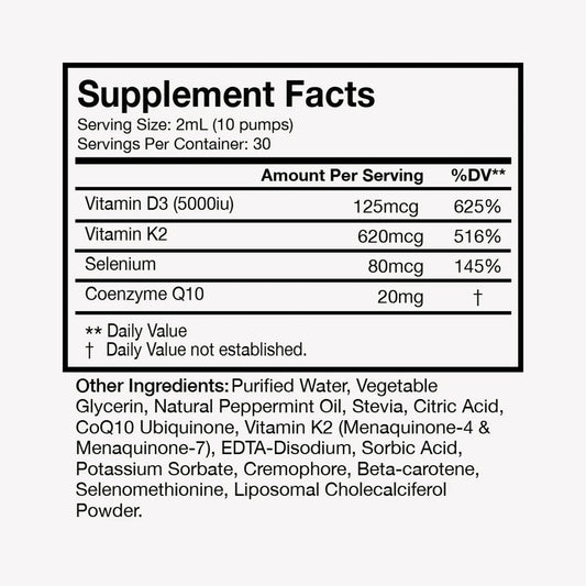 Etiqueta frontal suplemento vitamina D3 K2 Terra Health