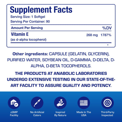 Etiqueta frontal vitamina E 400 IU Anabolic Laboratories