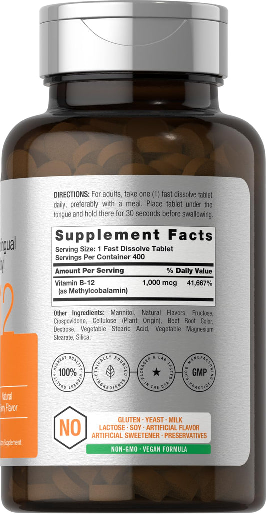 Etiqueta frontal vitaminas B12 Horbaach sabor berry