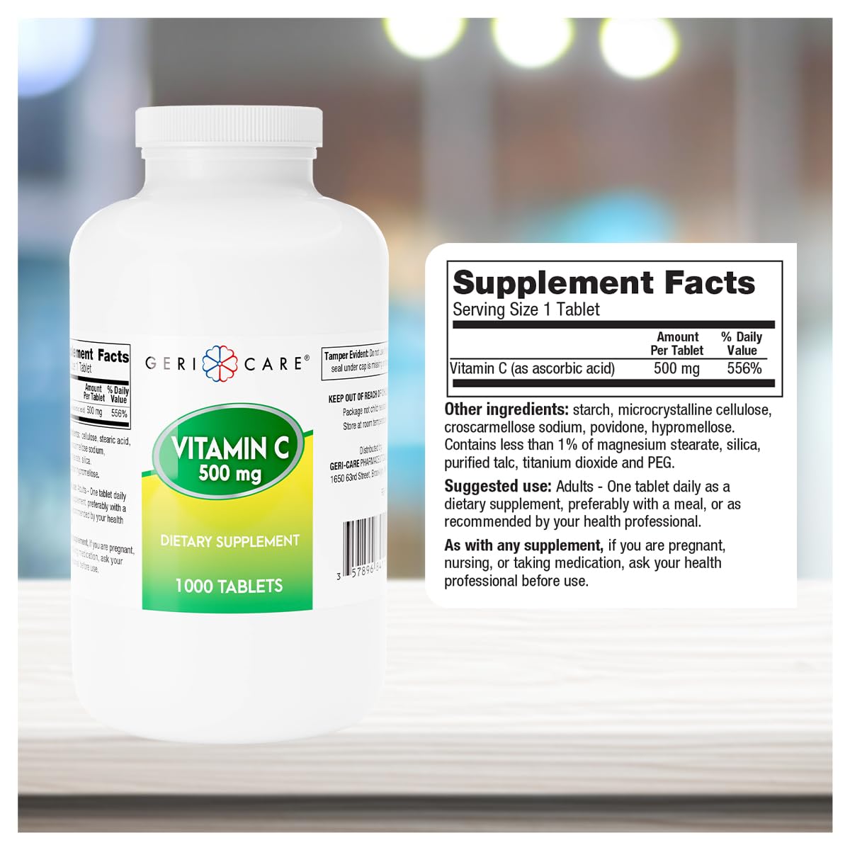 Etiqueta GeriCare vitamina C 500 mg