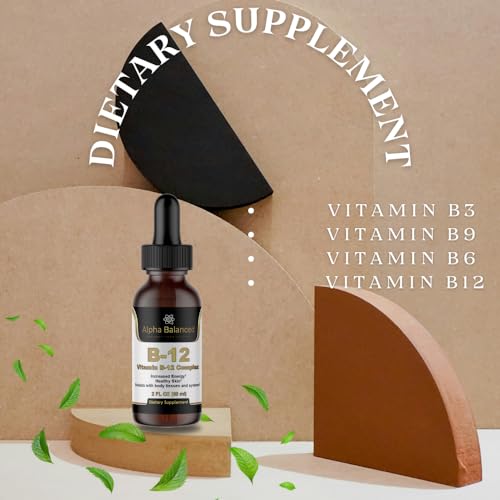 Etiqueta de gotas líquidas vitamina b12 Alpha Balanced