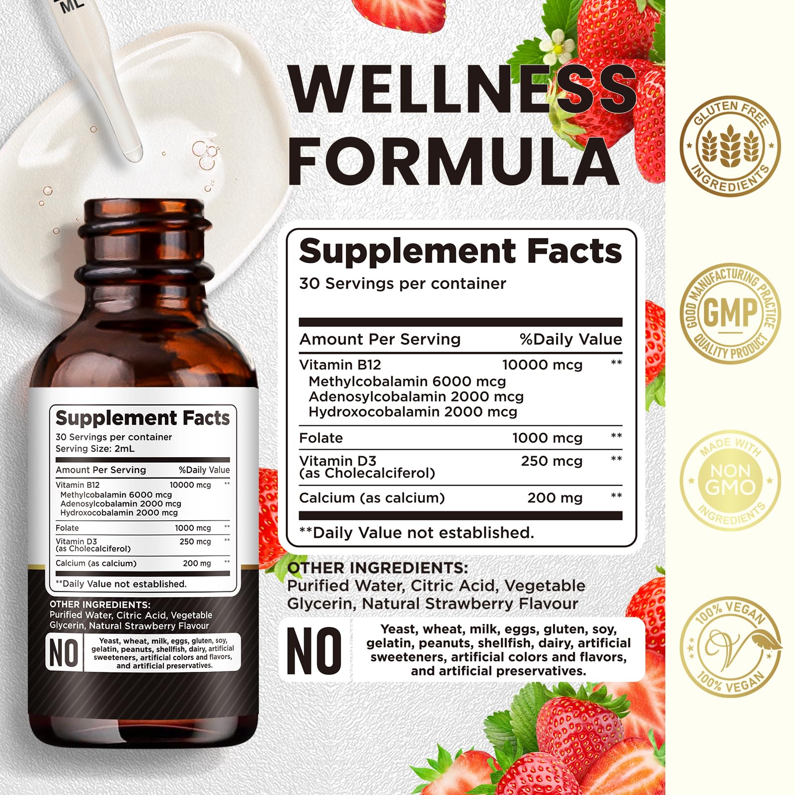 Etiqueta gotas vitamina B12 sublinguales triple complejo
