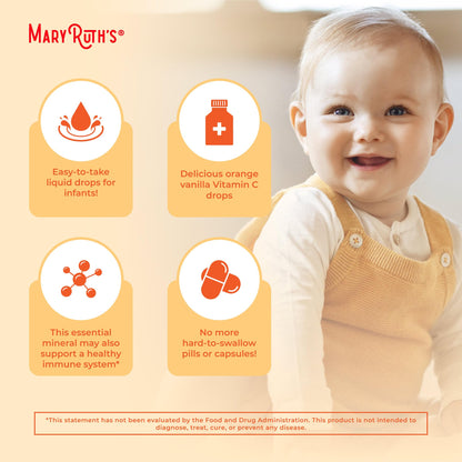Etiqueta producto gotas vitamina C orgánica MaryRuth para bebés