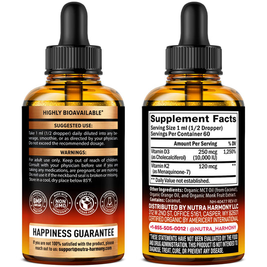 Etiqueta producto gotas vitamina D3 K2 Nutraharmony