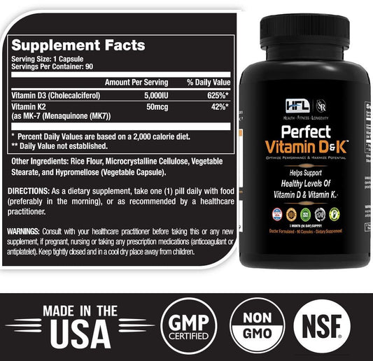 Etiqueta del producto HFL Perfect Vitamin D3 y K2 microencapsulados