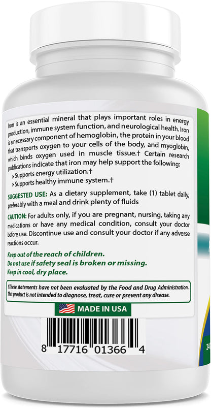 Etiqueta Hierro 65 mg y Vitamina B12 6000 mcg Best Naturals