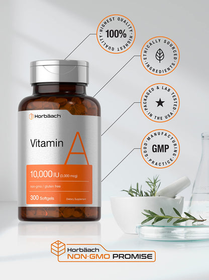 Etiqueta de Horbäach Vitamina A 10,000 UI