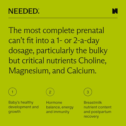 Etiqueta con información del multivitaminico prenatal Needed