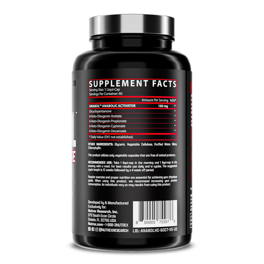etiqueta de información nutricional del suplemento anabol hardcore