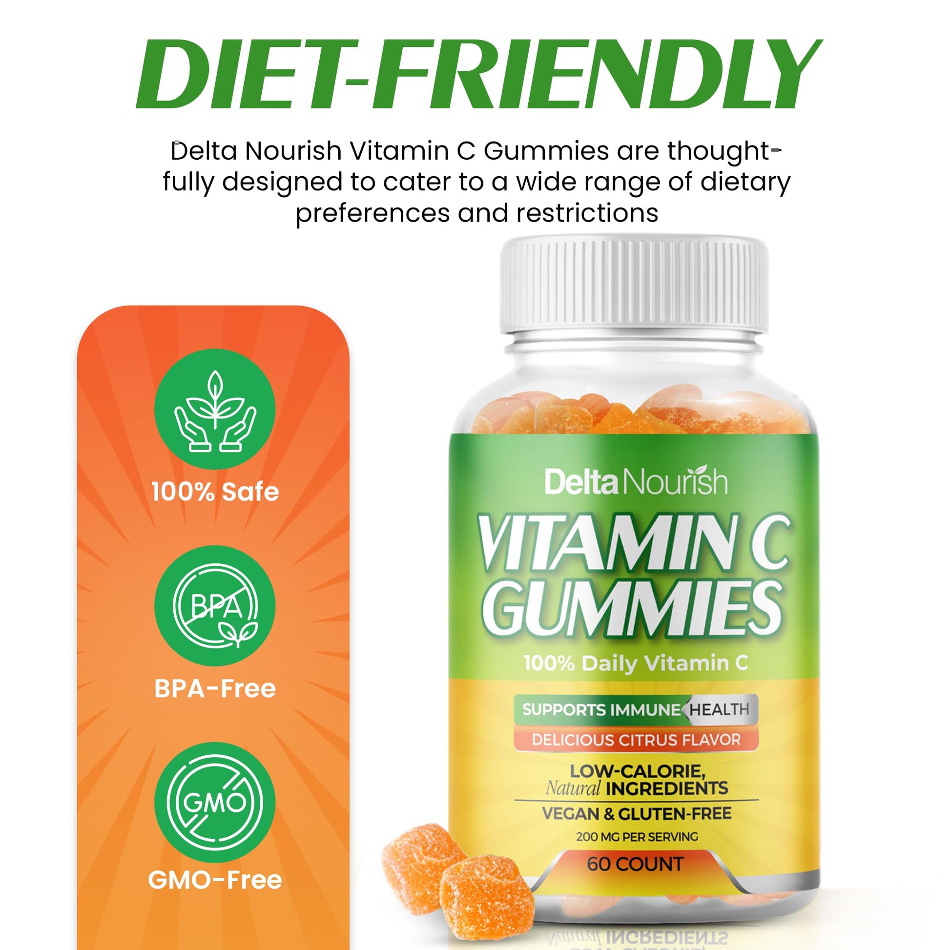 Etiqueta información nutricional gomitas vitamina c delta nourish