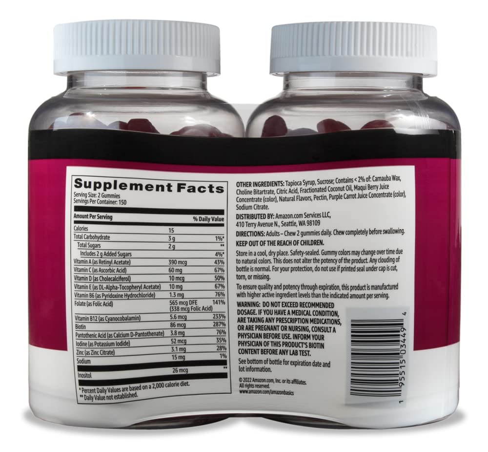 etiqueta información nutricional multivitaminas amazon