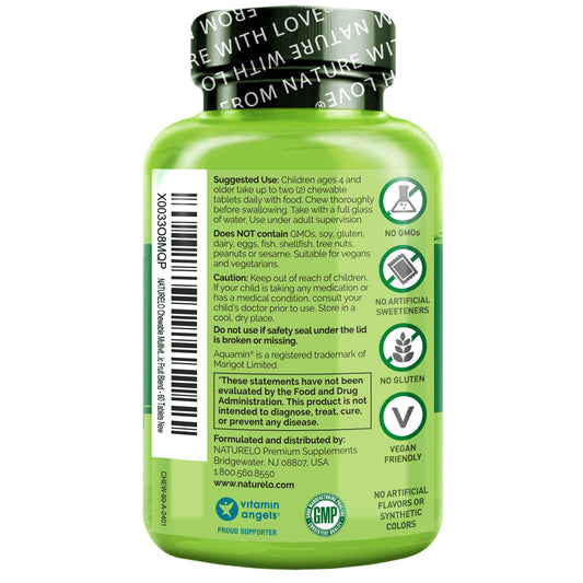 etiqueta de información nutricional naturelo multivitamínico