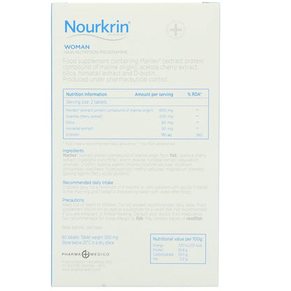 Etiqueta de información nutricional Nourkrin