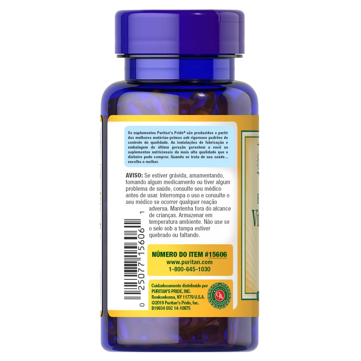 Etiqueta con información nutricional Puritan's Pride vitamina D3