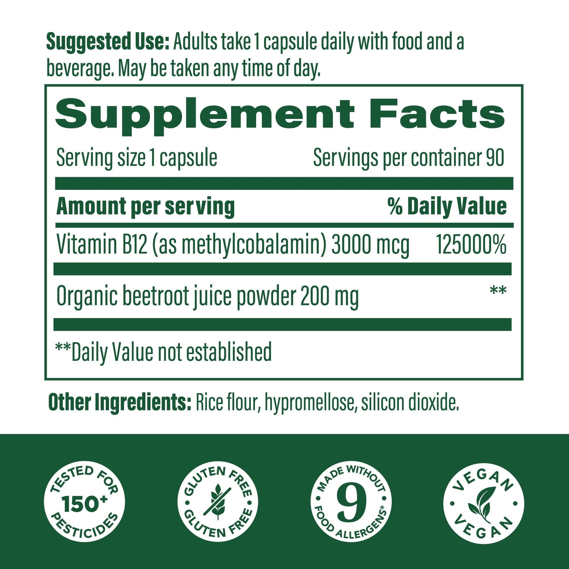 Etiqueta informativa MegaFood vitamina B12 metilada
