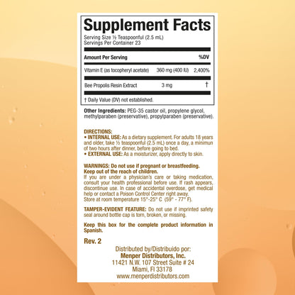 Etiqueta de ingredientes del suplemento Bálsamo Tchakowski