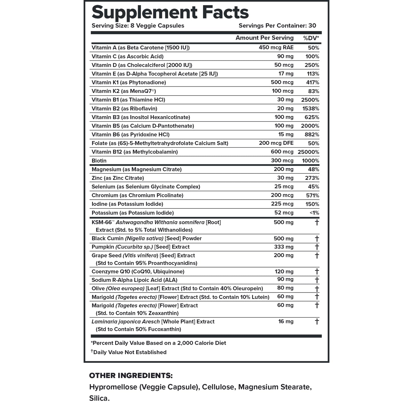 etiqueta de ingredientes multivitamínico LEGION Triumph