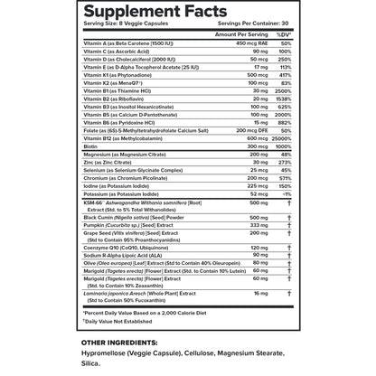 etiqueta de ingredientes multivitamínico LEGION Triumph