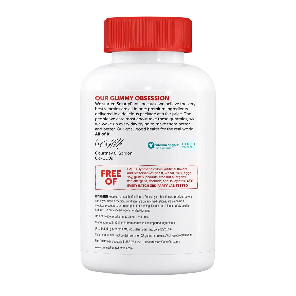 Etiqueta de ingredientes del multivitamínico para niños SmartyPants