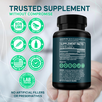 Etiqueta con ingredientes de NeuroGuard fosfatidilserina