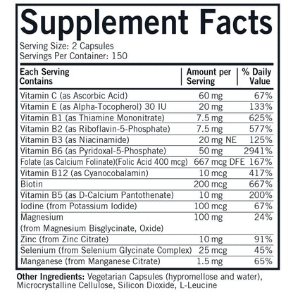 Etiqueta de ingredientes del suplemento Kirkman Nu-Thera