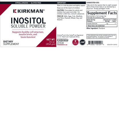 Etiqueta Kirkman inositol polvo soluble hipoalergénico
