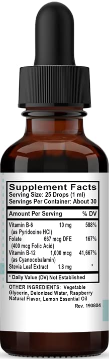 Etiqueta Kovite suplemento B12 con ácido fólico 1 oz