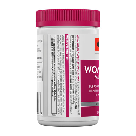 Etiqueta lateral del frasco de multivitaminas Swisse
