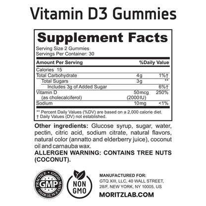 Etiqueta lateral gomitas DR. MORITZ vitamina D3