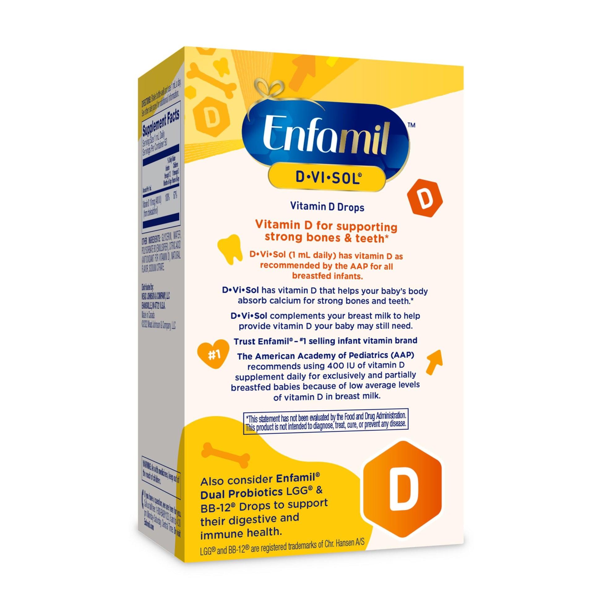 Etiqueta lateral gotas vitamina d para bebés