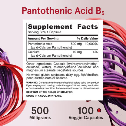 Etiqueta lateral Jarrow Formulas B5 500 mg suplemento