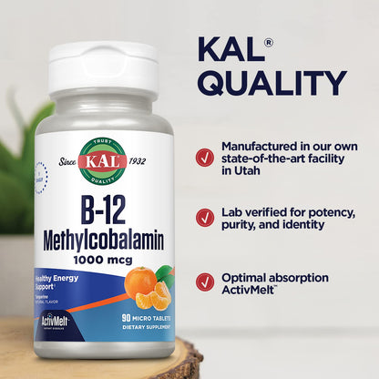 Etiqueta lateral KAL B12 Metilcobalamina suplemento