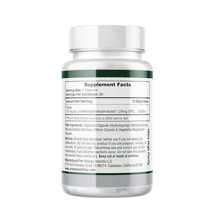 Etiqueta lateral Probase Nutrition L-Metilfolato