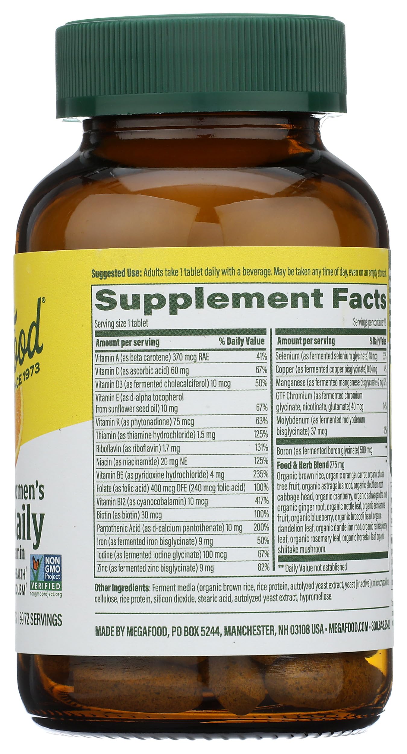 Etiqueta lateral de multivitaminas MegaFood