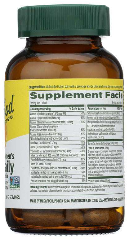 Etiqueta lateral de multivitaminas MegaFood